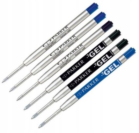 KOMPLET Oryginalnych Wkładów PARKER 3 SZTUKI ŻELOWE I 3 SZTUKI ZWYKŁE KOMPLET Oryginalnych Wkładów PARKER 3 SZTUKI ŻELOWE I 3 SZTUKI ZWYKŁE
