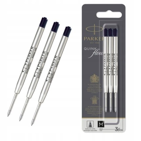 PARKER WKŁAD DO DŁUGOPISU CZARNY METALOWY 3 SZTUKI ROZMIAR MEDIUM 0,7MM PARKER WKŁAD DO DŁUGOPISU CZARNY METALOWY 3 SZTUKI ROZMIAR MEDIUM 0,7MM