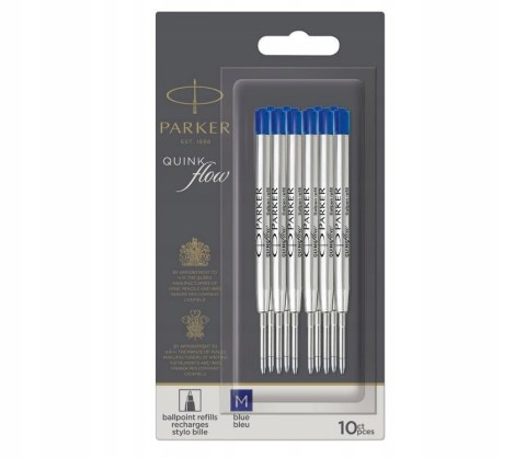 PARKER WKŁAD METALOWY DO DŁUGOPISU NIEBIESKI 10 SZTUK ROZMIAR MEDIUM 0,7MM PARKER WKŁAD METALOWY DO DŁUGOPISU NIEBIESKI 10 SZTUK ROZMIAR MEDIUM 0,7MM