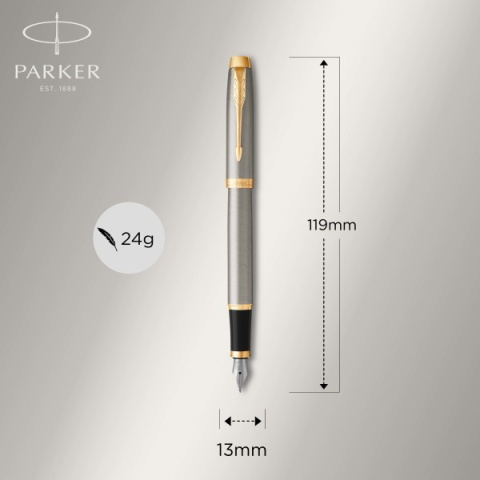 Pióro PARKER Brushed Metal GT ZŁOCONY Stalówka F w Pudełku Pióro PARKER Brushed Metal GT ZŁOCONY Stalówka F w Pudełku