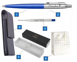 Długopis Parker Jotter Originals Niebieski z grawerem i etui czarne zamykane na magnes