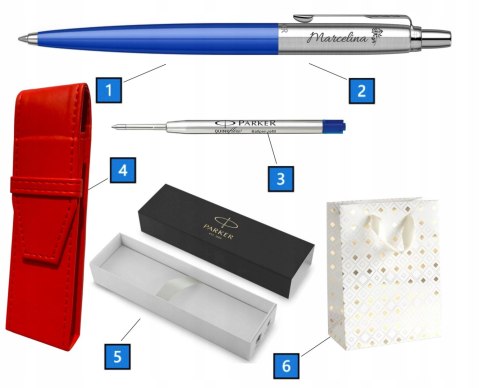 Długopis Parker Jotter Originals Ct Niebieski z grawerem i Etui Czerwone Długopis Parker Jotter Originals Ct Niebieski z grawerem i Etui Czerwone