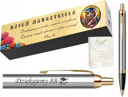 DŁUGOPIS PARKER IM STALOWY ZŁOCONY Z GRAWEREM NA DZIEŃ NAUCZYCIELA
