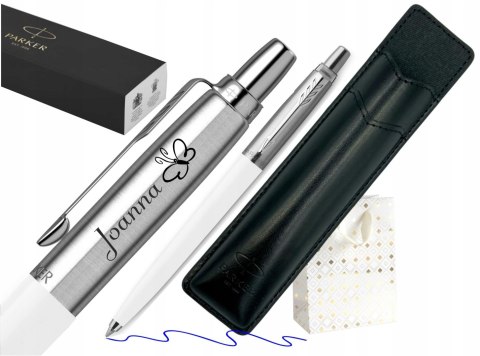Długopis Parker Jotter BIAŁY z Grawerem i ETUI CZARNE TORBKA I PUDEŁKO Długopis Parker Jotter BIAŁY z Grawerem i ETUI CZARNE TORBKA I PUDEŁKO
