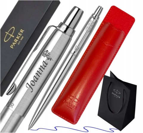 Długopis Parker Jotter Stal Ct z grawerem i z czerwonym etui Parker Długopis Parker Jotter Stal Ct z grawerem i z czerwonym etui Parker