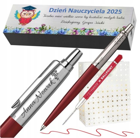 DŁUGOPIS PARKER JOTTER CZERWONY Z GRAWEREM CZERWONY WKŁAD DLA WYCHOWAWCY