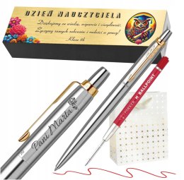 DŁUGOPIS PARKER JOTTER ZŁOCONY GT Z GRAWEREM WKŁAD CZERWONY DLA NAUCZYCIELA