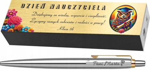 DŁUGOPIS PARKER JOTTER ZŁOCONY GT Z GRAWEREM WKŁAD CZERWONY DLA NAUCZYCIELA