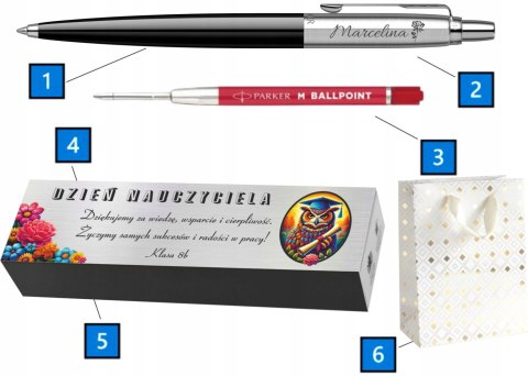 Długopis Parker Jotter Czarny z grawerem Czerwony Wkład DLA WYCHOWAWCY