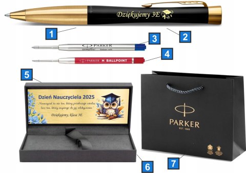 Długopis Parker Urban Złocony z Grawerem CZERWONY WKŁAD DLA NAUCZYCIELA
