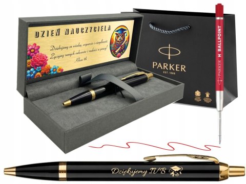 PARKER DŁUGOPIS IM GT ZŁOCONY Z GRAWEREM CZERWONY WKŁAD DLA NAUCZYCIELA