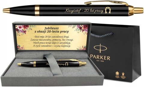 Długopis Parker Im Gt Złocony Z Grawerem I Tabliczka SUPER NA JUBILEUSZ