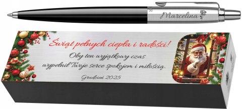 DŁUGOPIS PARKER JOTTER CZARNY Z GAWEREM I BLASZKĄ NA PREZENT ŚWIĄTECZNY