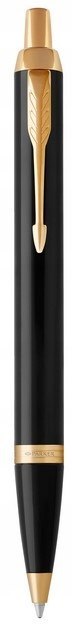 DŁUGOPIS PARKER IM CZARNY ZE ZŁOTEM Z GRAWEREM I TOREBKĄ PREZENTOWĄ