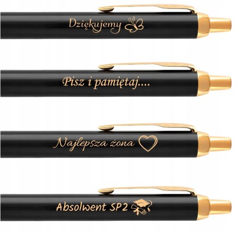 DŁUGOPIS PARKER IM CZARNY ZŁOCONY GT Z GRAWEREM W PUDEŁKU PREMIUM PREZENT