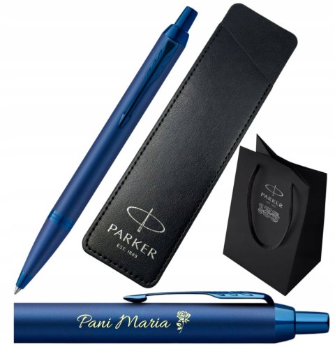 DŁUGOPIS PARKER IM NIEBIESKI Z GRAWEREM ETUI PARKER I TOREBKA PREZENTOWĄ