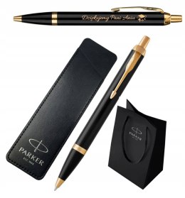 Długopis Parker IM CZARNY GT ZŁOCENIA z GRAWEREM Z ETUI CZARNYM PARKER