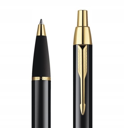 Długopis Parker IM CZARNY GT ZŁOCENIA z GRAWEREM Z ETUI CZARNYM PARKER