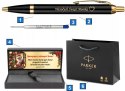PARKER IM CZARNY ZŁOCONY GT Z GRAWEREM W PUDEŁKU TABLICZKA NA ŚWIĘTA