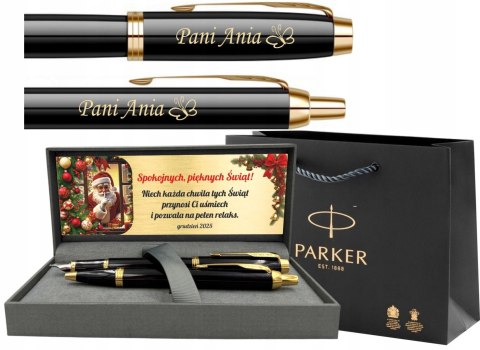 PARKER PIÓRO WIECZNE DŁUGOPIS ZESTAW IM ZŁOCONY Z GRAWEREM PREZENT ŚWIĘTA