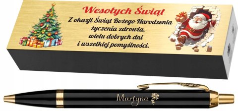 WYJĄTKOWY PREZENT NA ŚWIĘTA Parker IM Czarny Złocony z Grawerem I Tabliczką