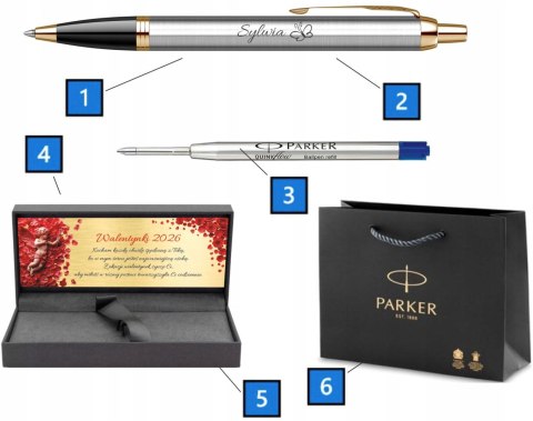 DŁUGOPIS PARKER IM STALOWY GT z GRAWEREM ZESTAW NA PREZENT NA WALENTYNKI
