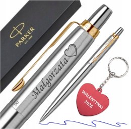 DŁUGOPIS PARKER JOTTER Z GRAWEREM GT ZŁOCONY z Brelokiem na WALENTYNKI