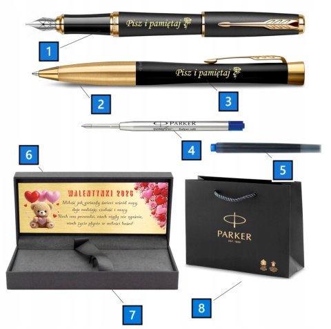 PARKER PIÓRO WIECZNE I DŁUGOPIS URBAN ZŁOCONY Z GRAWEREM na WALENTYNKI
