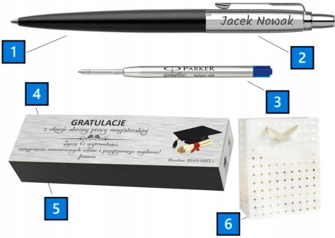 Długopis Parker Jotter BOND CZARNY Z Grawerem Tabliczka PREMIUM PREZENT