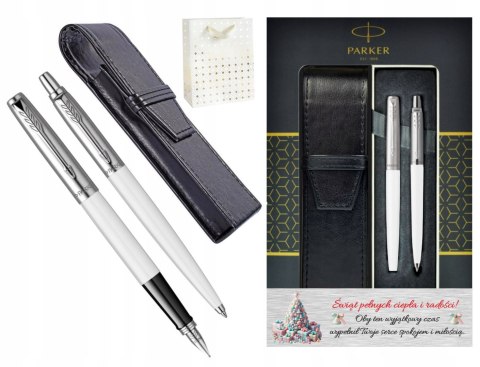 PARKER JOTTER BIAŁY ZESTAW PIÓRO DŁUGOPIS Z GRAWEREM TABLICZKĄ PIÓRNIKIEM