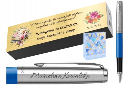 PIÓRO PARKER JOTTER NIEBIESKIE Z GRAWEREM TABLICZKĄ PREZENT NA PAMIĄTKĘ