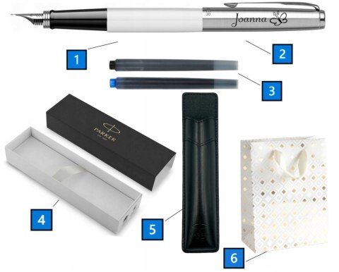 ZESTAW NA KOMUNIĘ PIÓRO PARKER JOTTER BIAŁE Z GRAWEREM Z ETUI PARKER