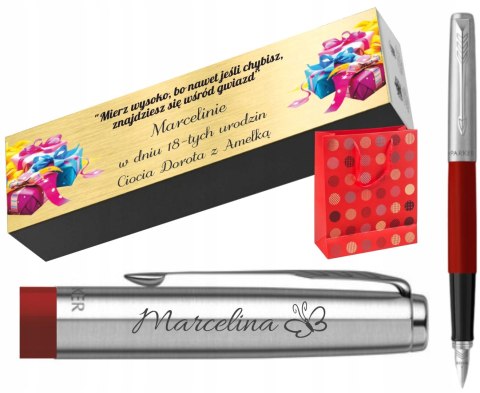 Zestaw Parker Jotter CZERWONY z Grawerem SUPER PREZENT NA URODZINY