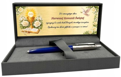 Długopis Parker Jotter Granataowy z Grawerem w pudełku prestige z tabliczką na Pierwszą Komunię