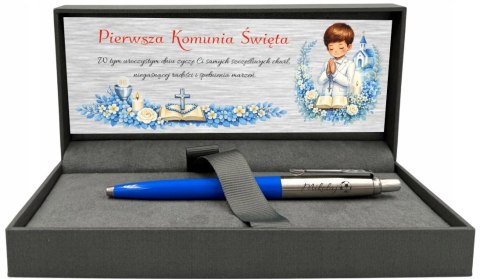 Długopis Parker Jotter Niebieski z Grawerem w pudełku prestige z tabliczką na Pierwszą Komunię