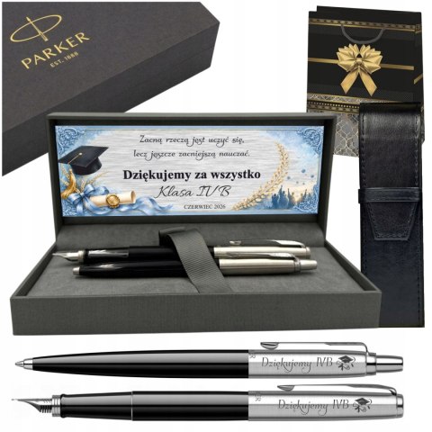 PARKER JOTTER CZARNY PIÓRO DŁUGOPIS Z GRAWEREM ZESTAW DLA NAUCZYCIELA