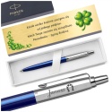 Niebieski Parker Jotter Royal Blue z grawerem i tabliczką na kartonowym pudełku