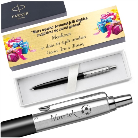 Zestaw Parker Jotter Bond Street Black CT z tabliczką w aranżacji prezentowej