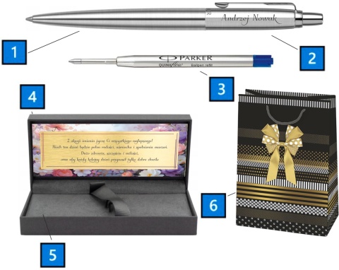 Długopis Parker Jotter Stainless Steel CT z grawerem i tabliczką — pudełko Prestige