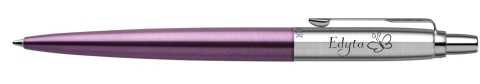 grawer na srebrzystej części długopisu Parker Jotter Victoria Violet