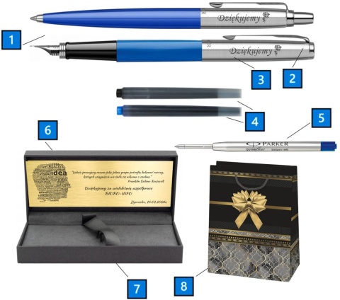 Parker Jotter Originals niebieski – pióro i długopis z grawerem i tabliczką