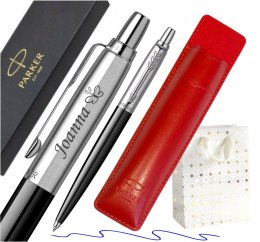 DŁUGOPIS PARKER JOTTER CZARNY Z GRAWEREM Z ETUI CZERWONYM PARKER