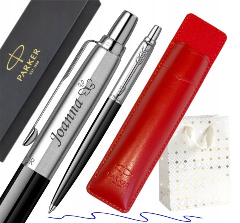 DŁUGOPIS PARKER JOTTER CZARNY Z GRAWEREM Z ETUI CZERWONYM PARKER DŁUGOPIS PARKER JOTTER CZARNY Z GRAWEREM Z ETUI CZERWONYM PARKER