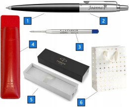 DŁUGOPIS PARKER JOTTER CZARNY Z GRAWEREM Z ETUI CZERWONYM PARKER