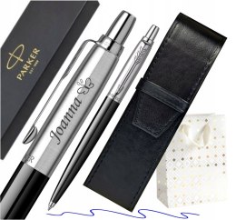 DŁUGOPIS PARKER JOTTER ORIGINALS CZARNY Z GRAWEREM I ETUI CZARNE NA PASEK