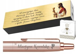 ZESTAW PARKER DŁUGOPIS PINK GOLD Z GRAWEREM PREZENT NA PIERWSZĄ KOMUNIĘ