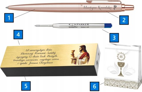ZESTAW PARKER DŁUGOPIS PINK GOLD Z GRAWEREM PREZENT NA PIERWSZĄ KOMUNIĘ ZESTAW PARKER DŁUGOPIS PINK GOLD Z GRAWEREM PREZENT NA PIERWSZĄ KOMUNIĘ