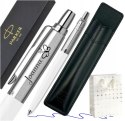 DŁUGOPIS PARKER JOTTER BIAŁY PREZENT NA KOMUNIĘ ZESTAW Z ETUI + GRAWER