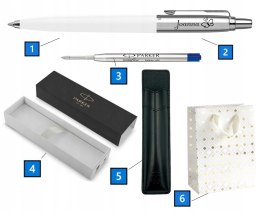 DŁUGOPIS PARKER JOTTER BIAŁY PREZENT NA KOMUNIĘ ZESTAW Z ETUI + GRAWER