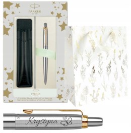 DŁUGOPIS PARKER JOTTER STAL GT Z GRAWEREM W PUDEŁKO + ETUI PARKER CZARNE